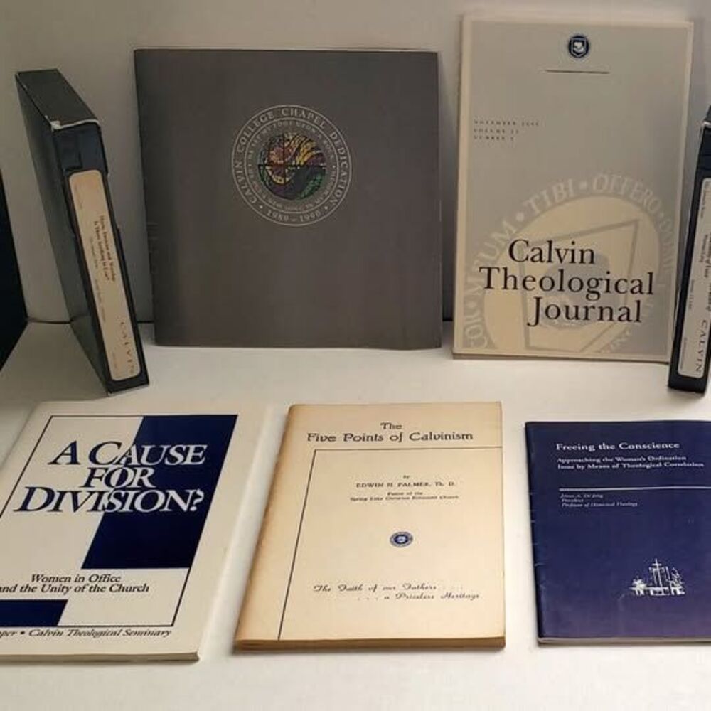 CALVIN COLLEGE Vintage Collectibles Books and 2 Rare Preaching vhs Michigan